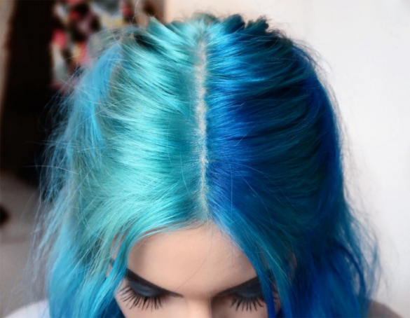 4. Blue and Green Split Hair Color - wide 4