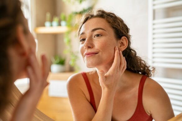 femme qui s'applique de la crème pour la peau